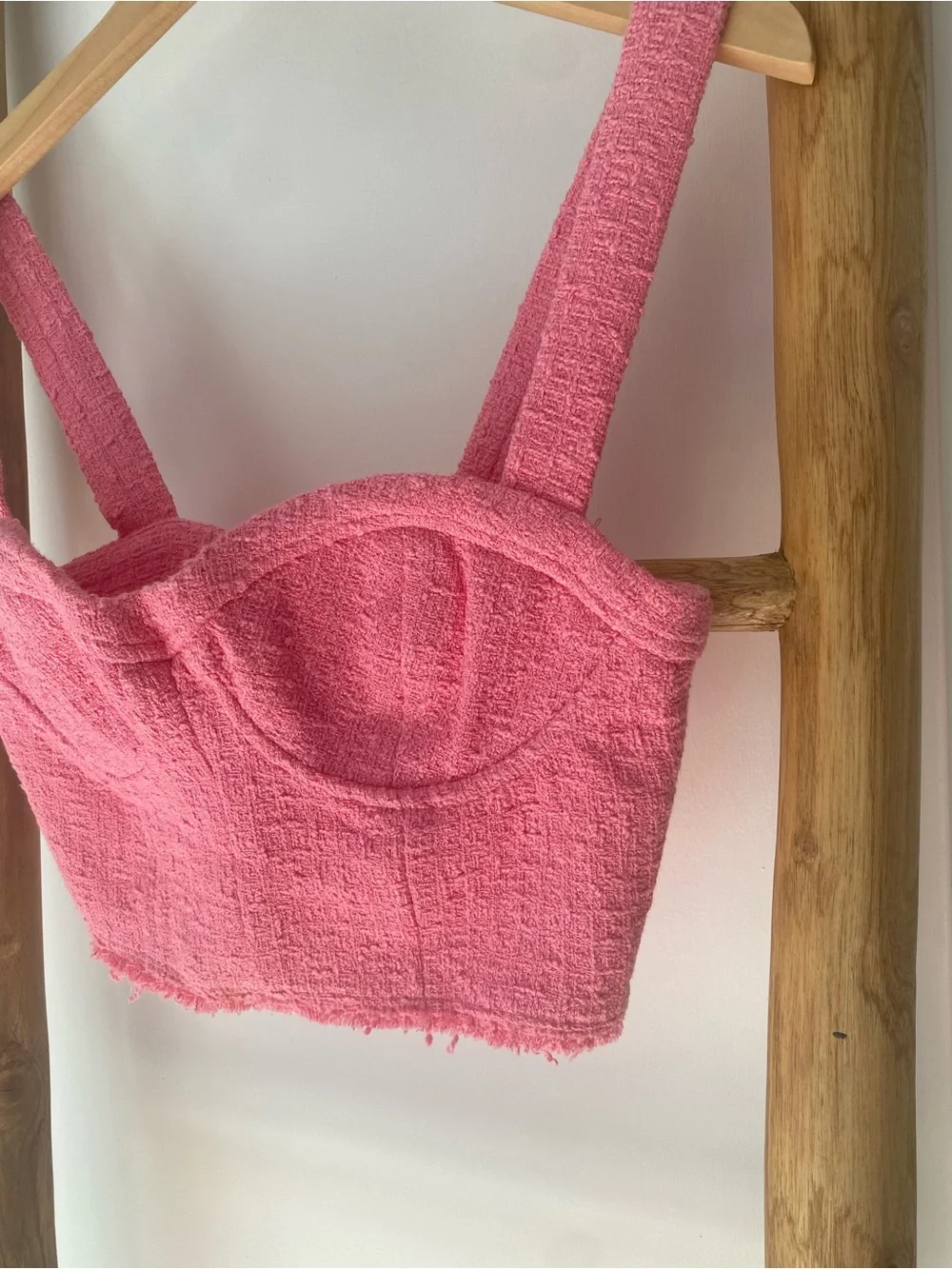 Zara Barbie Pink Textured Bustier Cropped Tank Top Size Small